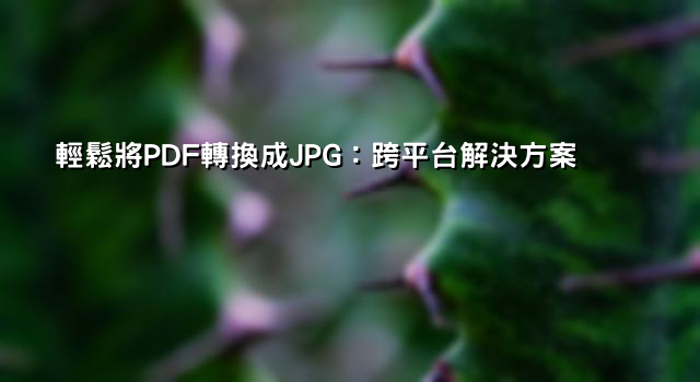 輕鬆將PDF轉換成JPG：跨平台解決方案