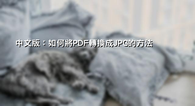 中文版：如何將PDF轉換成JPG的方法