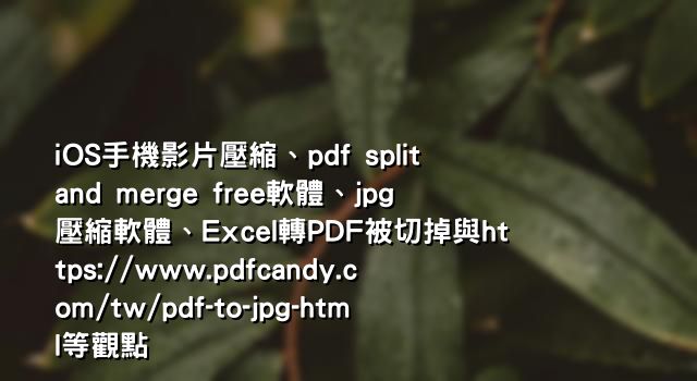 iOS手機影片壓縮、pdf split and merge free軟體、jpg壓縮軟體、Excel轉PDF被切掉與https://www.pdfcandy.com/tw/pdf-to-jpg-html等觀點