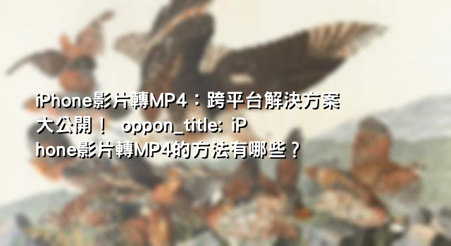 iPhone影片轉MP4：跨平台解決方案大公開！ oppon_title: iPhone影片轉MP4的方法有哪些？