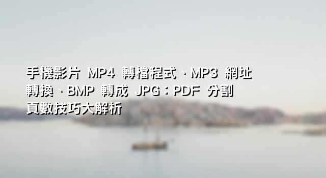 手機影片 MP4 轉檔程式、MP3 網址轉換、BMP 轉成 JPG：PDF 分割頁數技巧大解析