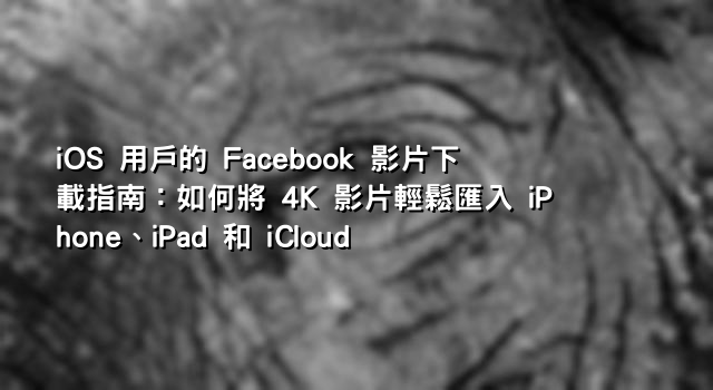 iOS 用戶的 Facebook 影片下載指南：如何將 4K 影片輕鬆匯入 iPhone、iPad 和 iCloud