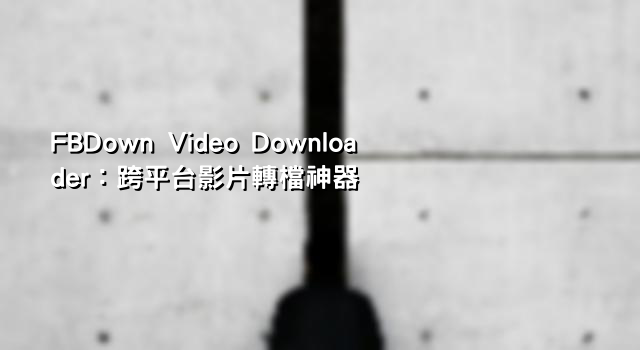FBDown Video Downloader：跨平台影片轉檔神器