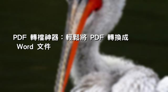 PDF 轉檔神器：輕鬆將 PDF 轉換成 Word 文件