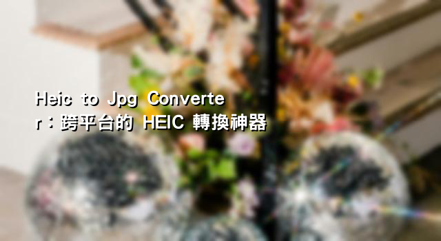 Heic to Jpg Converter：跨平台的 HEIC 轉換神器