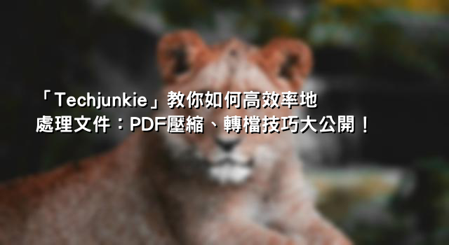 「Techjunkie」教你如何高效率地處理文件：PDF壓縮、轉檔技巧大公開！